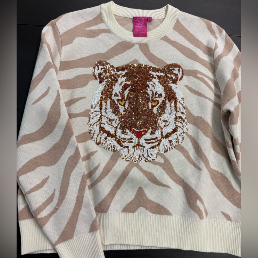 Queen of Sparkles Sequin Tiger Sweater